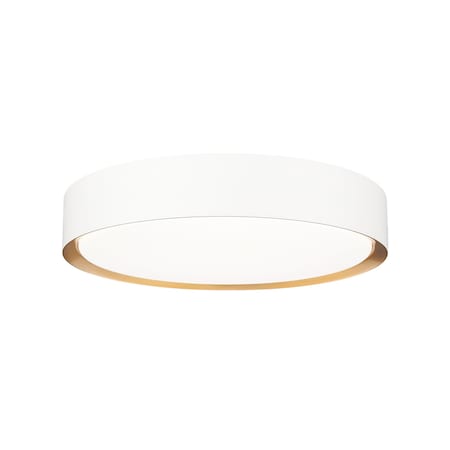 Z-Lite Kawan 1 Light Flush Mount, 16in. W x 5.25in. L, Matte White and Modern Gold 1014F16-MW-MGLD-LED